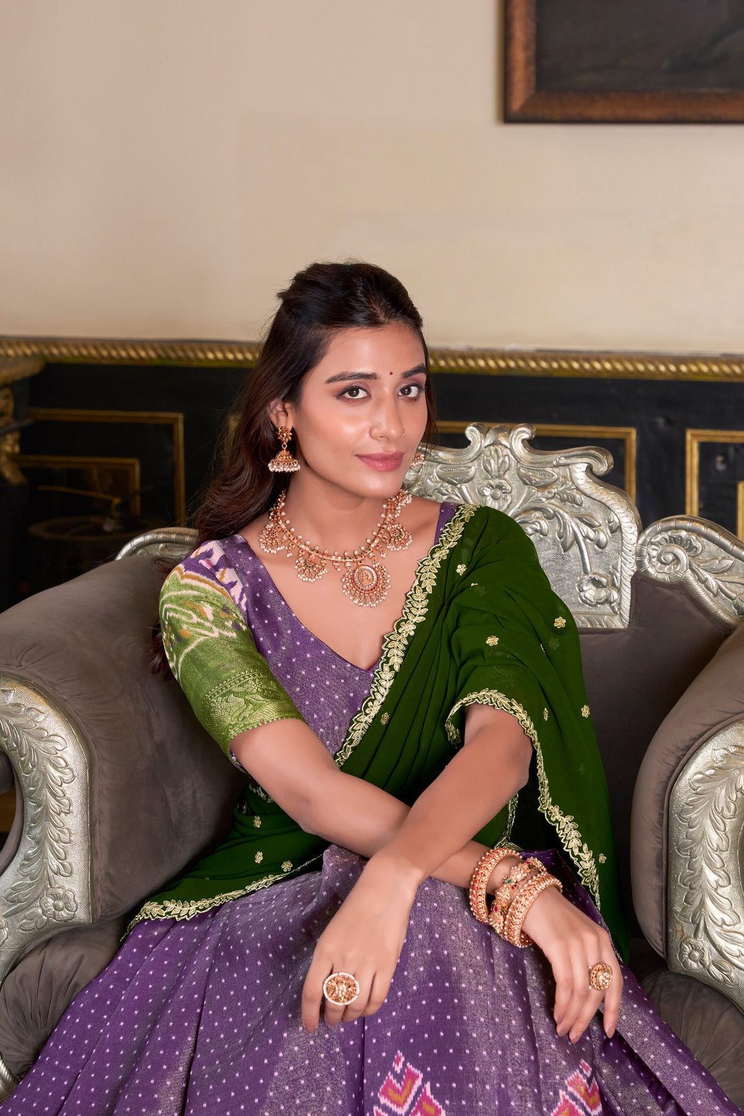 Purple Kanchipuram Silk Lehenga choli