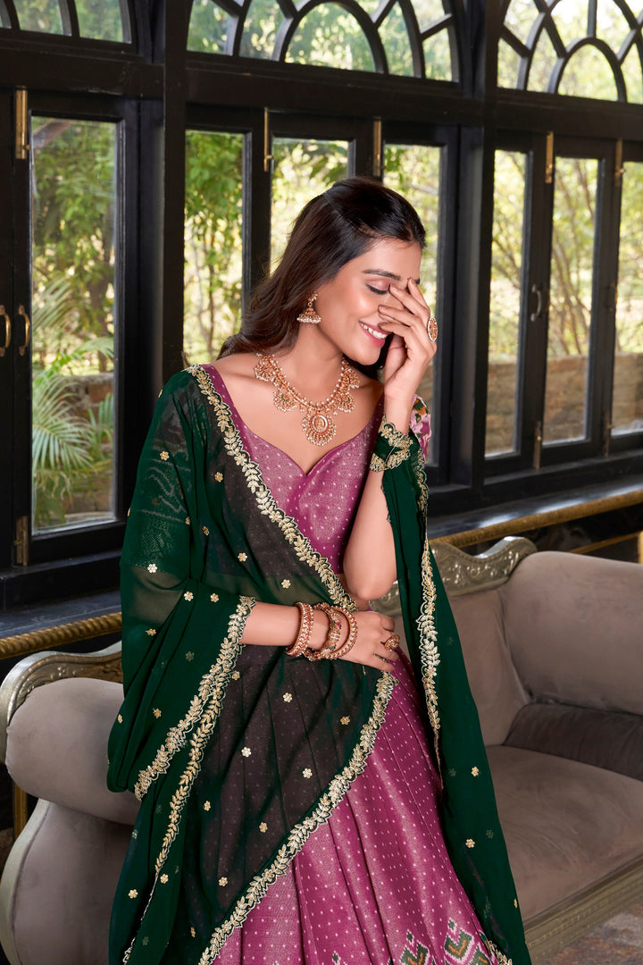 Pink Kanchipuram Silk Lehenga choli
