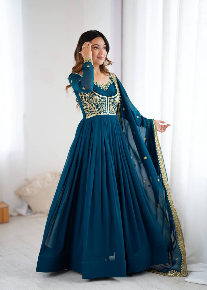 Opulent Teal Royale Anarkali Outfit