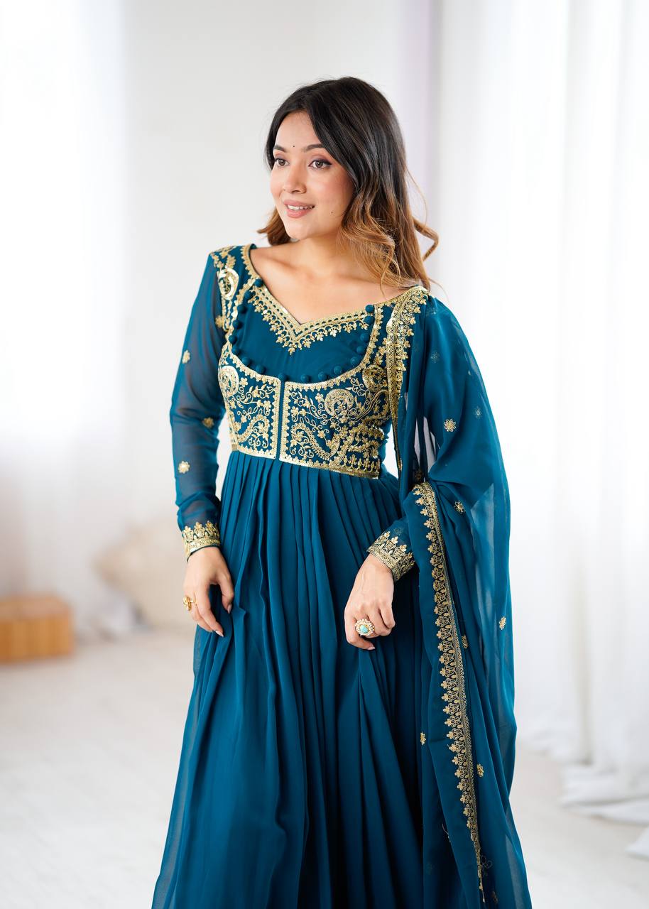 Opulent Teal Royale Anarkali Outfit