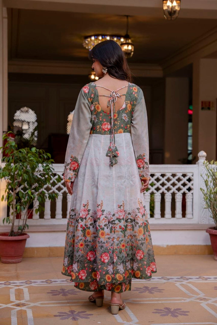 New Readymade Embroidery Designer Gown Pant and dupatta Set