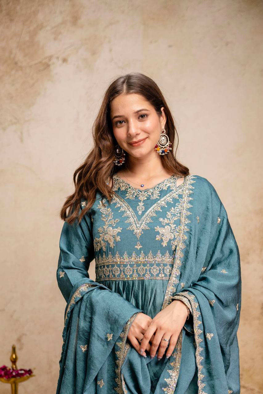 New Ready-Made Gown And Dupatta Set