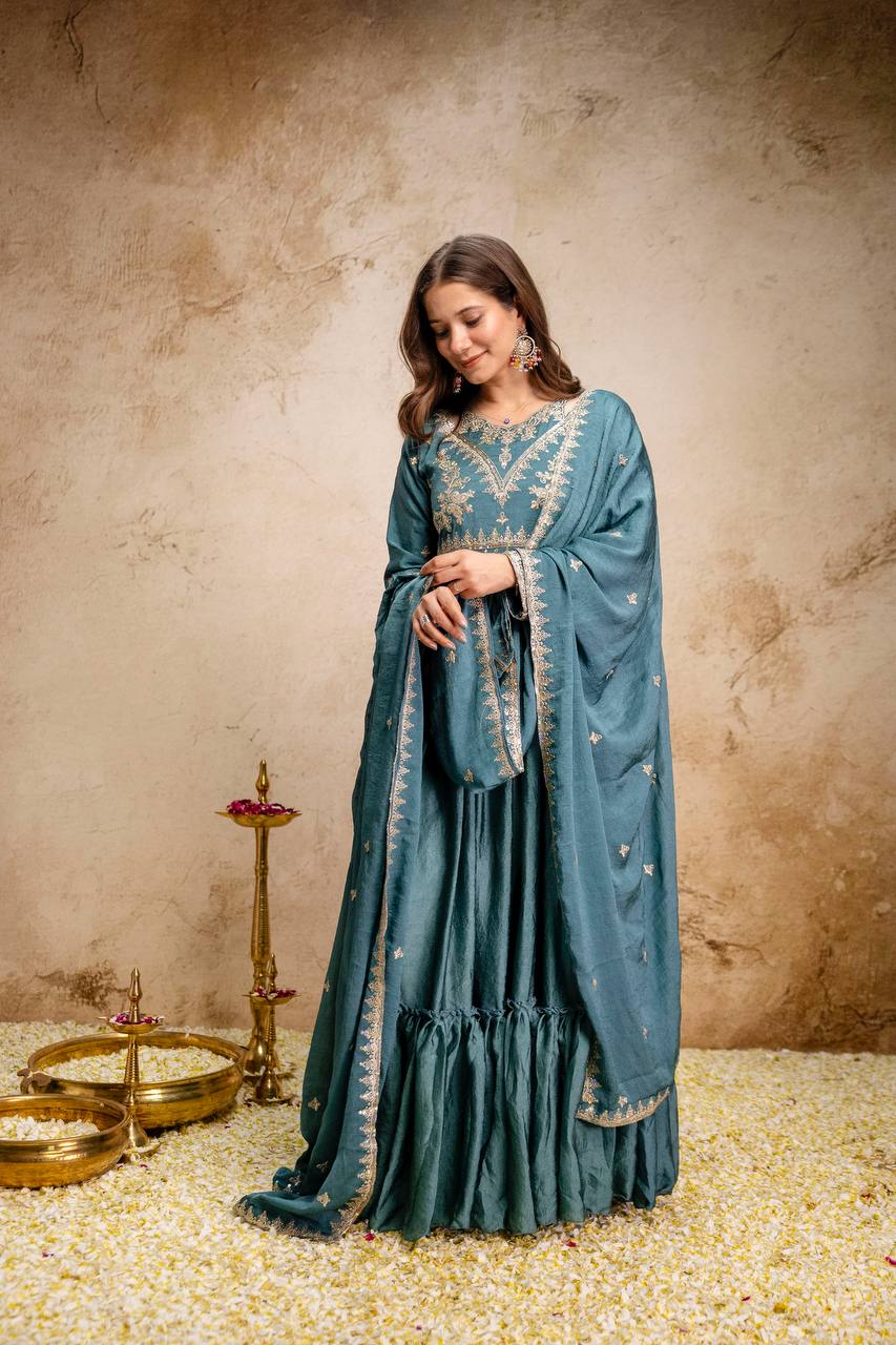 New Ready-Made Gown And Dupatta Set