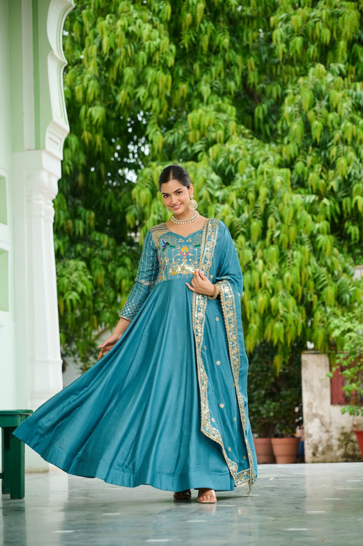 Elegant Teal-Blue Anarkali Suit