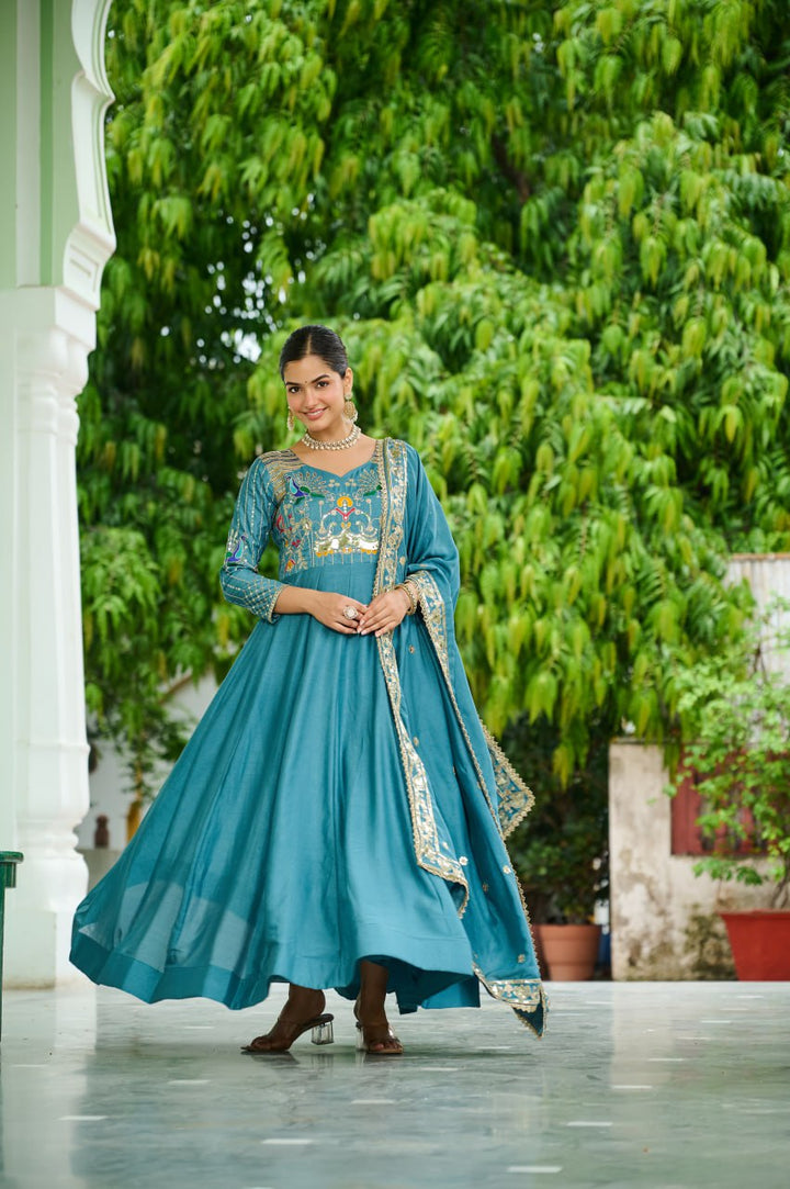 Elegant Teal-Blue Anarkali Suit