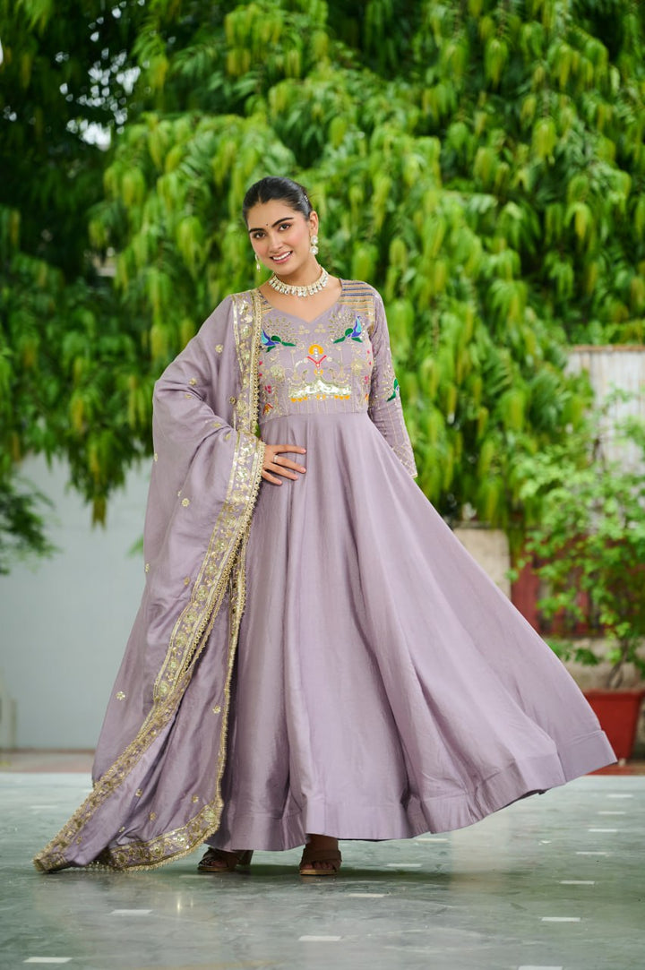 Elegant Onion Color Anarkali Suit