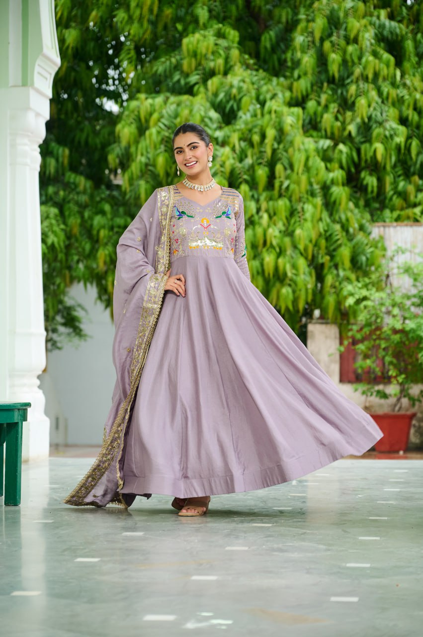 Elegant Onion Color Anarkali Suit