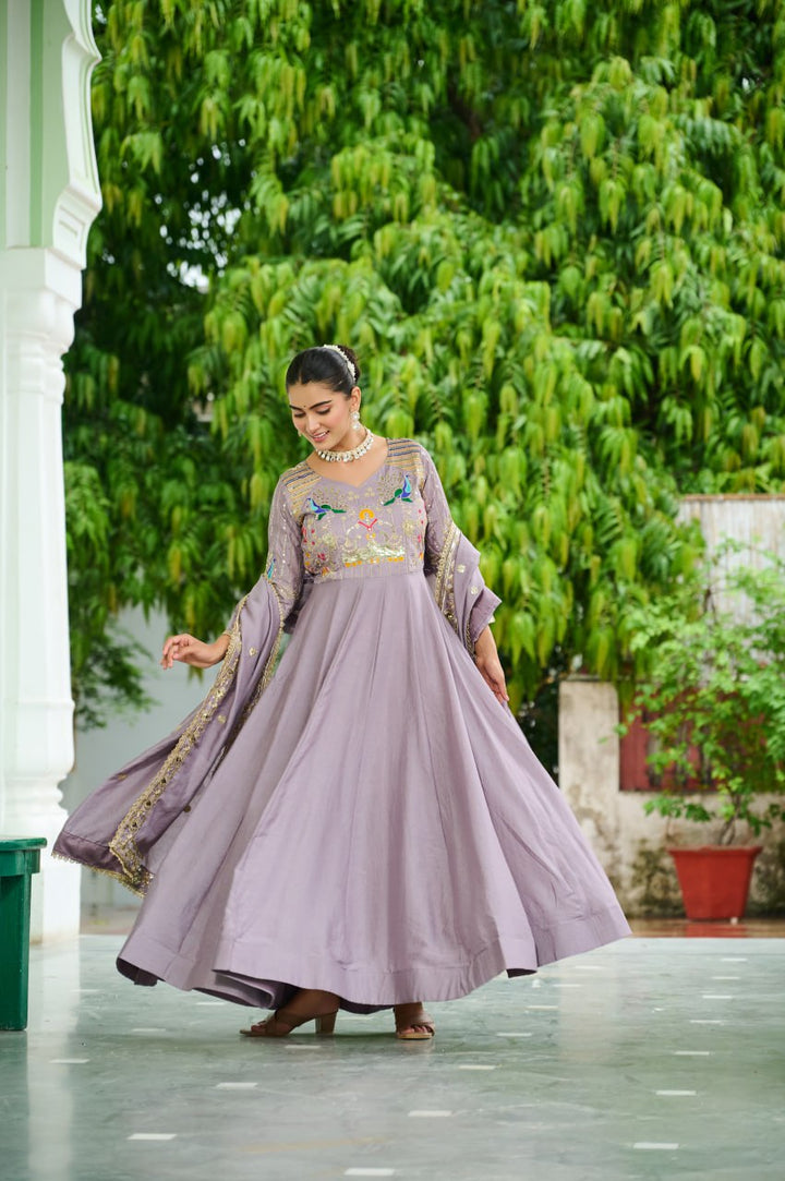 Elegant Onion Color Anarkali Suit
