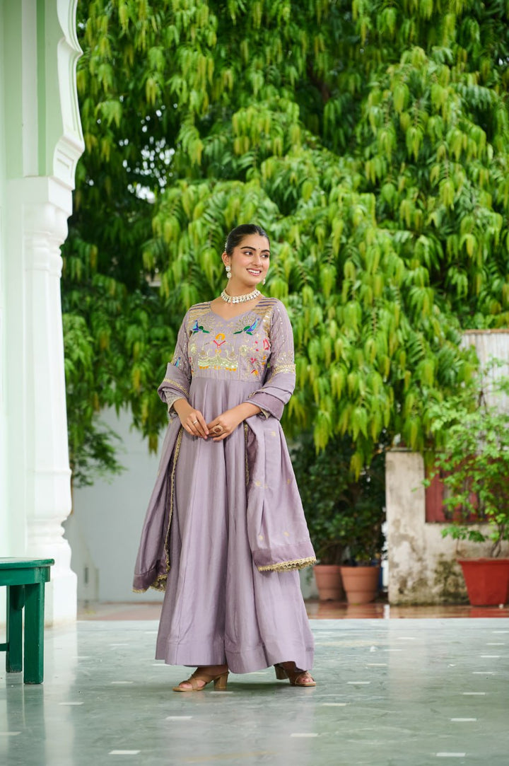 Elegant Onion Color Anarkali Suit
