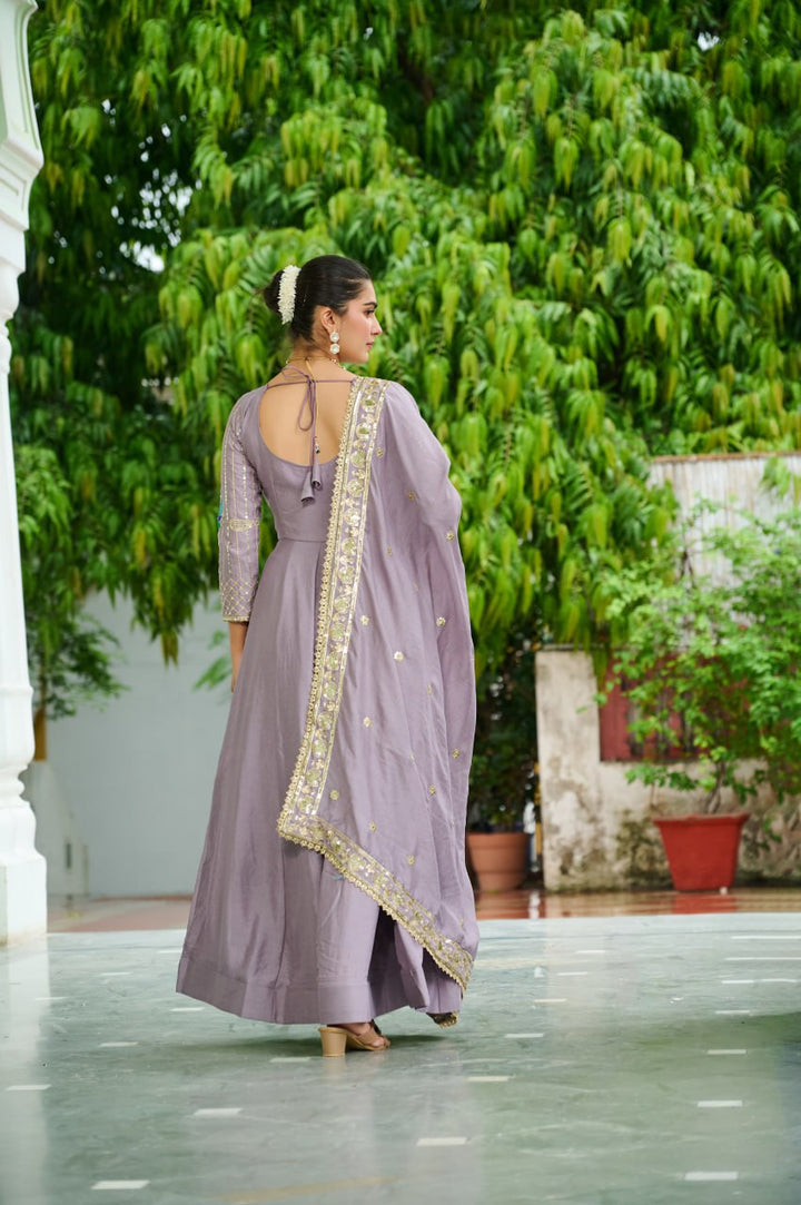 Elegant Onion Color Anarkali Suit