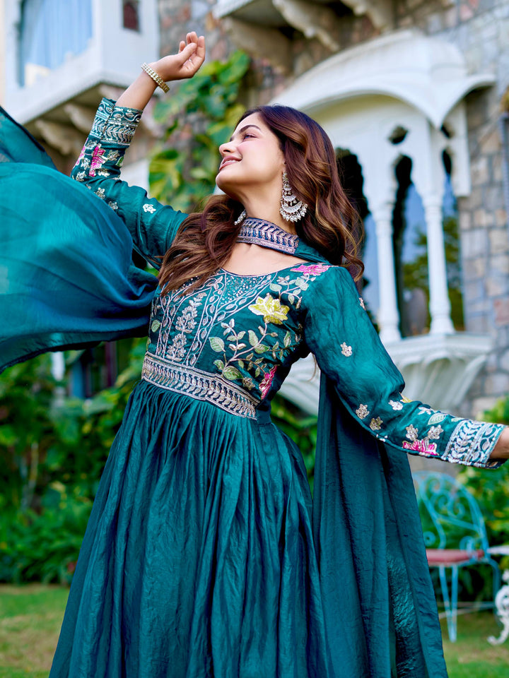 Heavy cording sequence & Thread Embroidery Work Gown