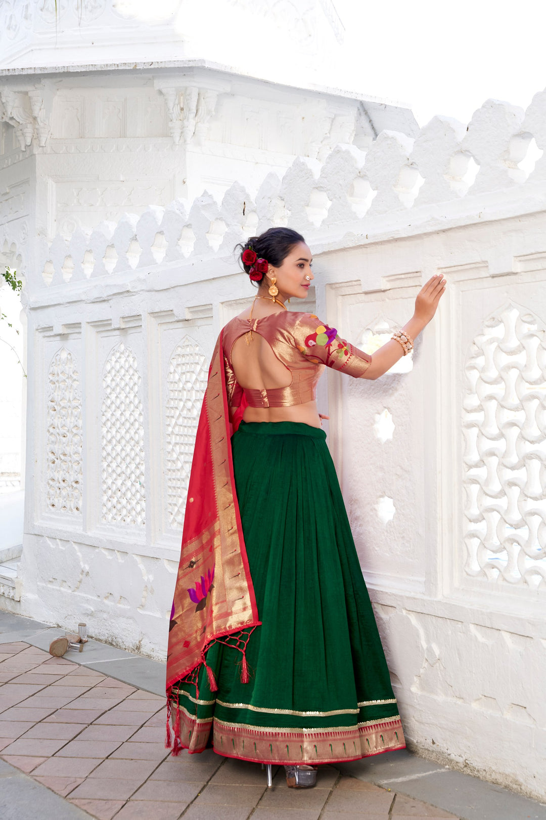 Green Paithani Lehenga choli