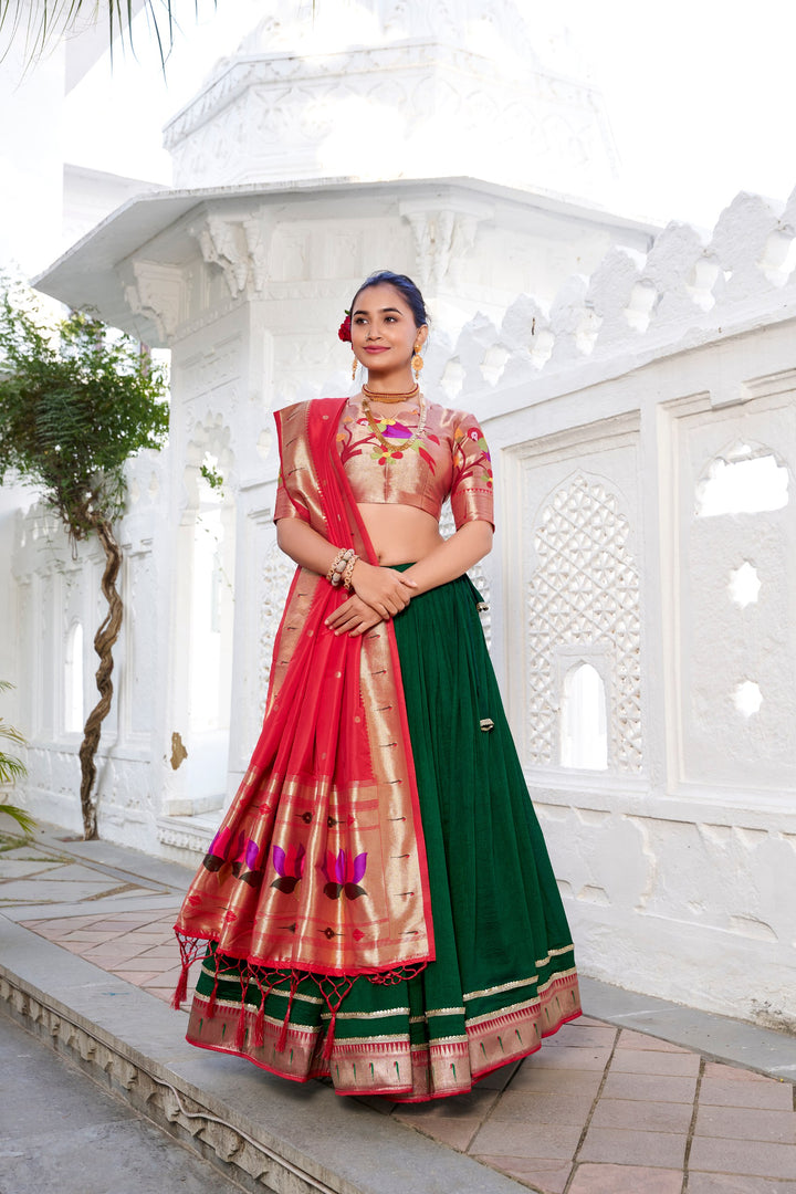 Green Paithani Lehenga choli