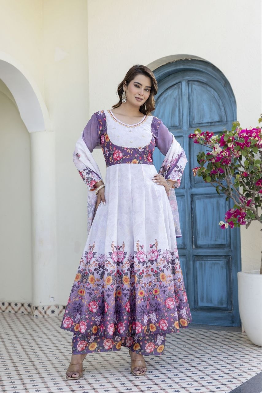 New Readymade Designer Gown Pant and dupatta Set