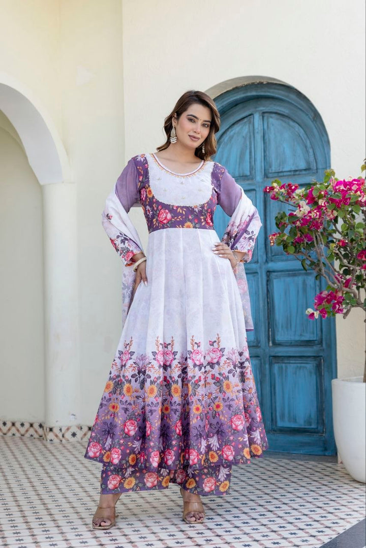 New Readymade Designer Gown Pant and dupatta Set