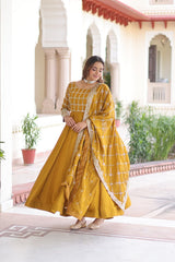 beautiful Mustard Anarkali gown