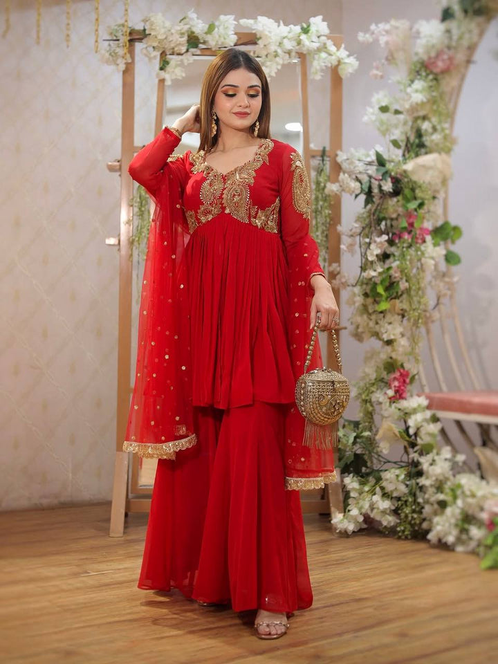 Heavy Fox Georgette Embroidery Sequins Work Gown