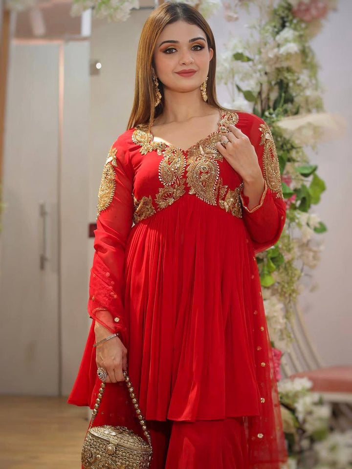 Heavy Fox Georgette Embroidery Sequins Work Gown