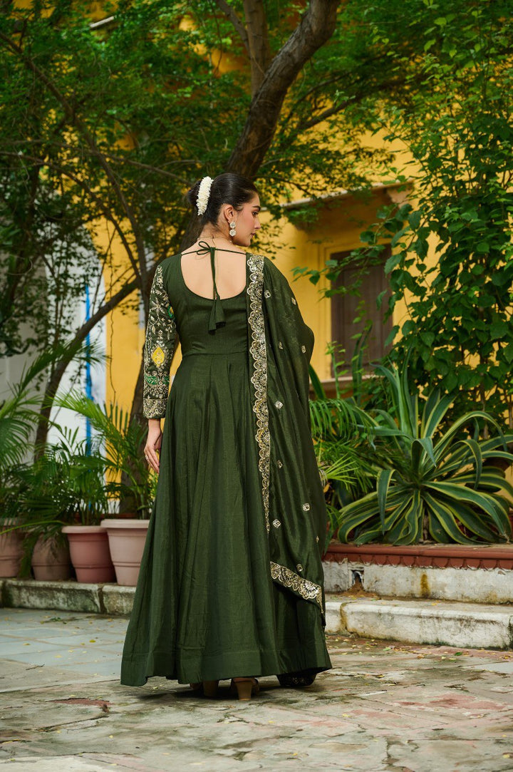 Vichitra Silk With Multi Thread & Zari Embroidered work Gown