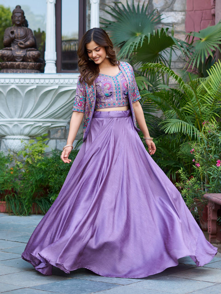 New Designer Lavender Color Lehenga Choli With  Koti