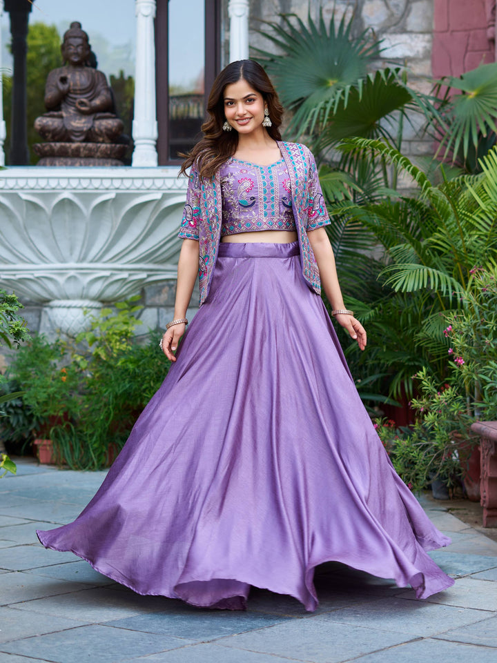 New Designer Lavender Color Lehenga Choli With  Koti