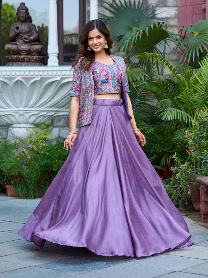 New Designer Lavender Color Lehenga Choli With  Koti