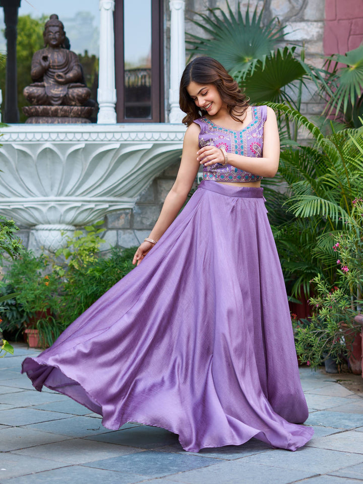 New Designer Lavender Color Lehenga Choli With  Koti