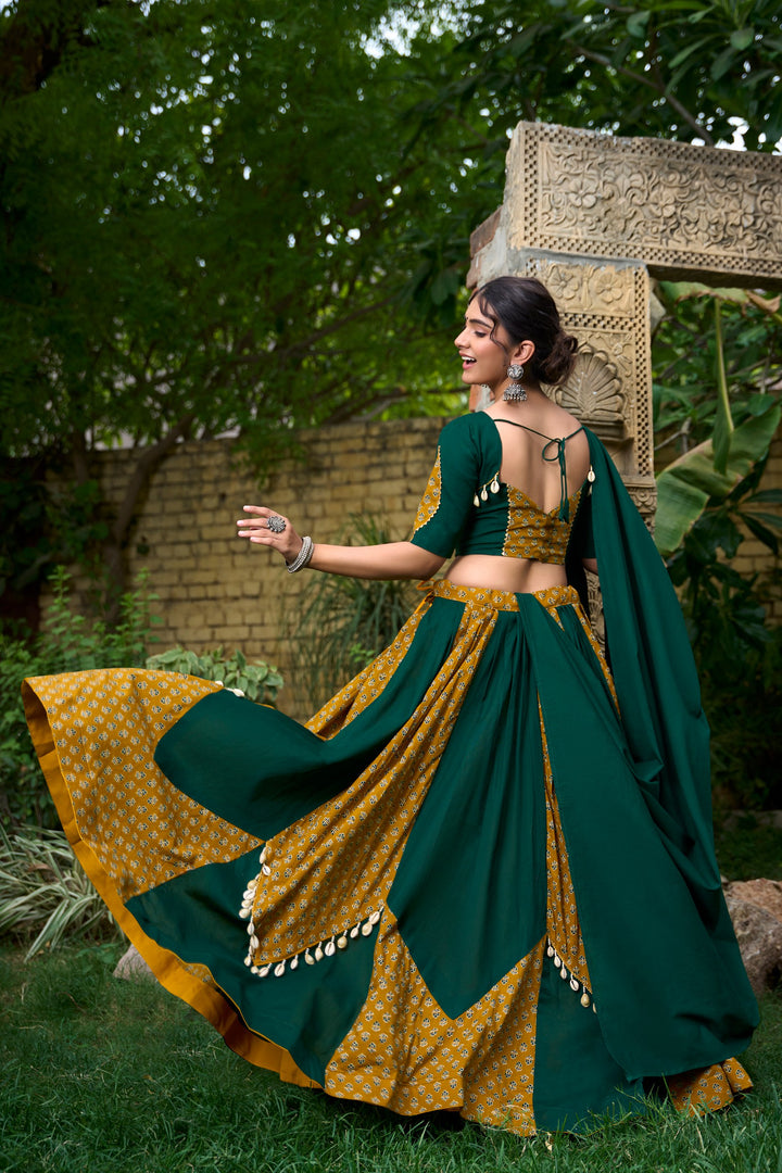 Plain with Printed Kali and Beautiful Cowrie (Kodi) Work