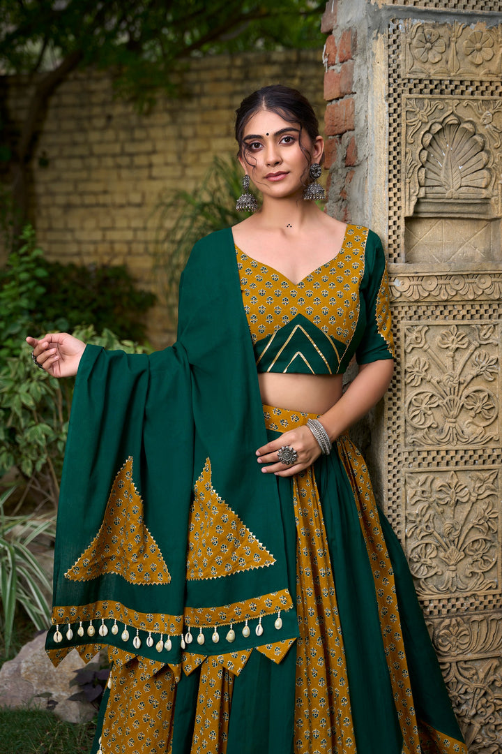 Plain with Printed Kali and Beautiful Cowrie (Kodi) Work