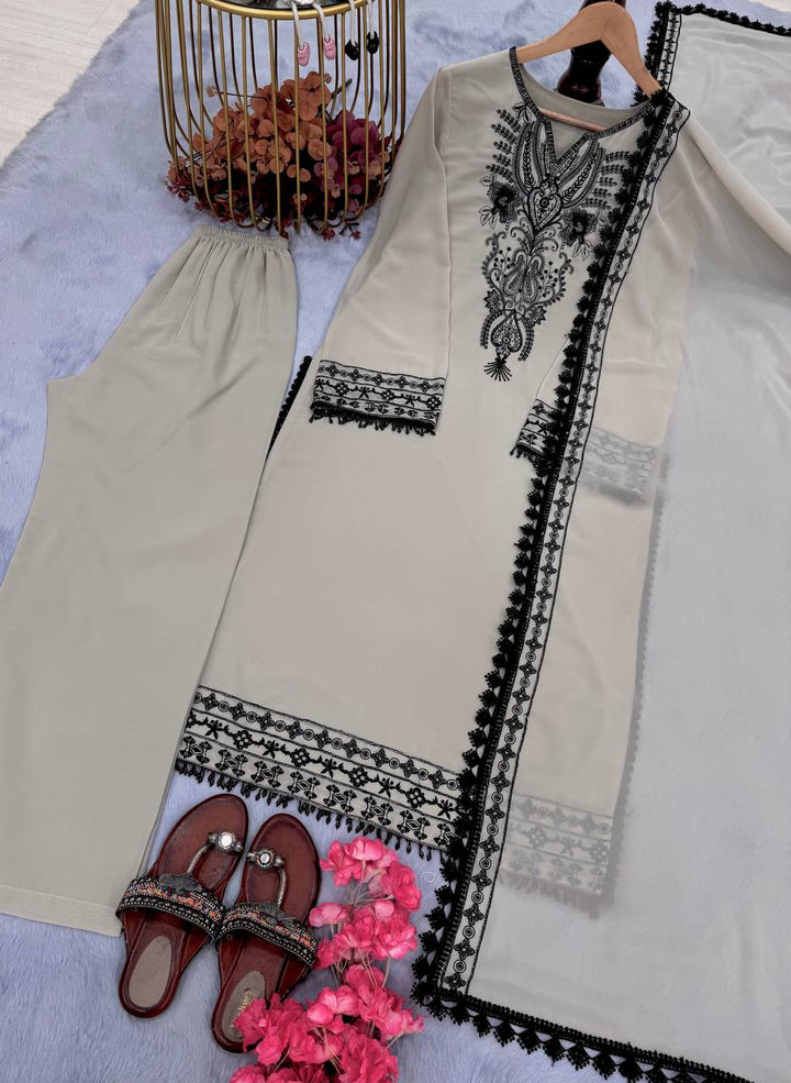 Đěsigner Party Wear Look Heavy Faux Georgette Top Bottom & Dupatta Set