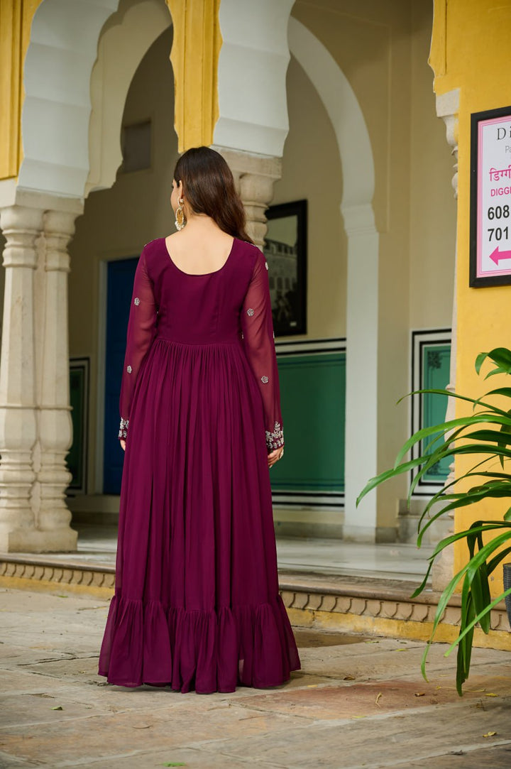 Wine Colour Designer Premium Anarkali Gown