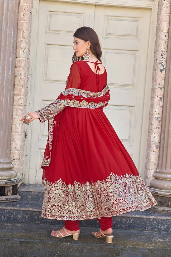 New Party Wear Look Heavy Faux Georgette Anarkali Gown Dupatta & Bottom Set