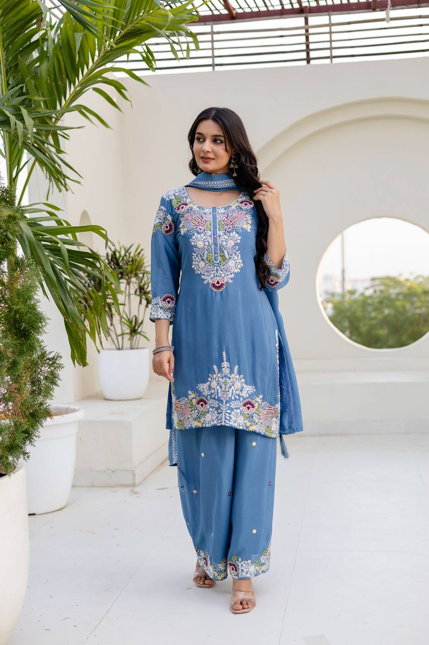 Designer Kurti pant Dupatta Set