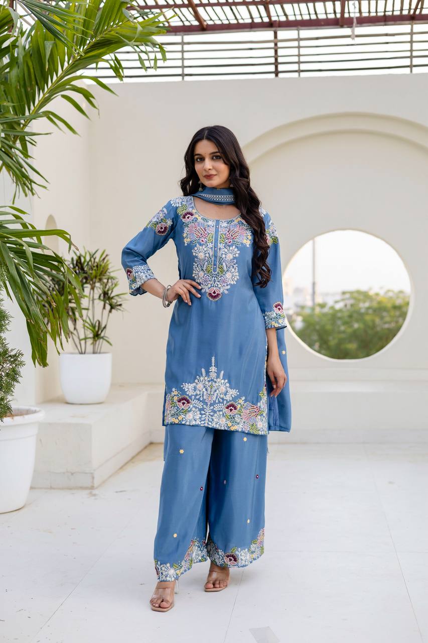 Designer Kurti pant Dupatta Set