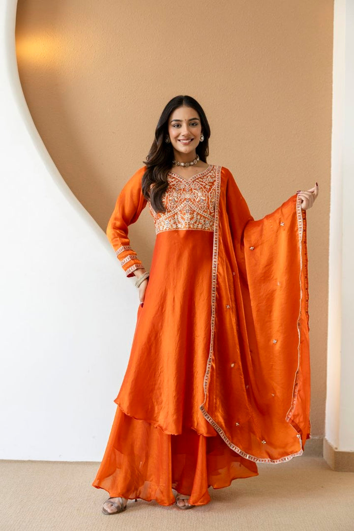 Fandy Silk And Heavy Embroidery Coding & Sequence Work Gown