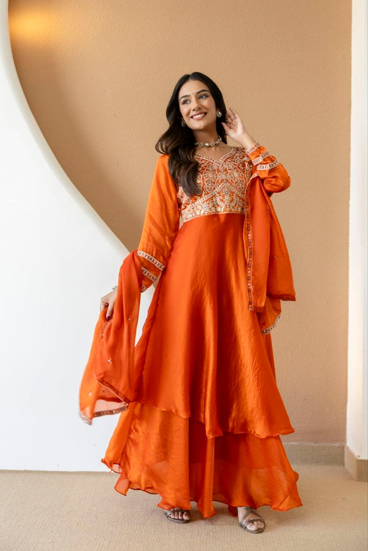 Fandy Silk And Heavy Embroidery Coding & Sequence Work Gown
