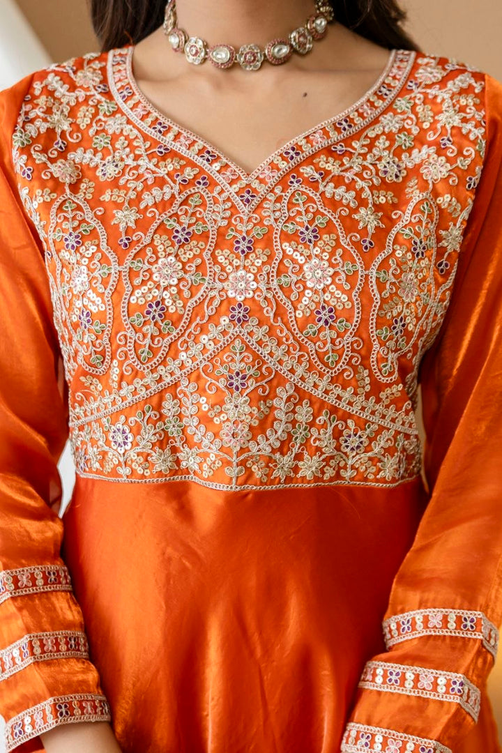 Fandy Silk And Heavy Embroidery Coding & Sequence Work Gown
