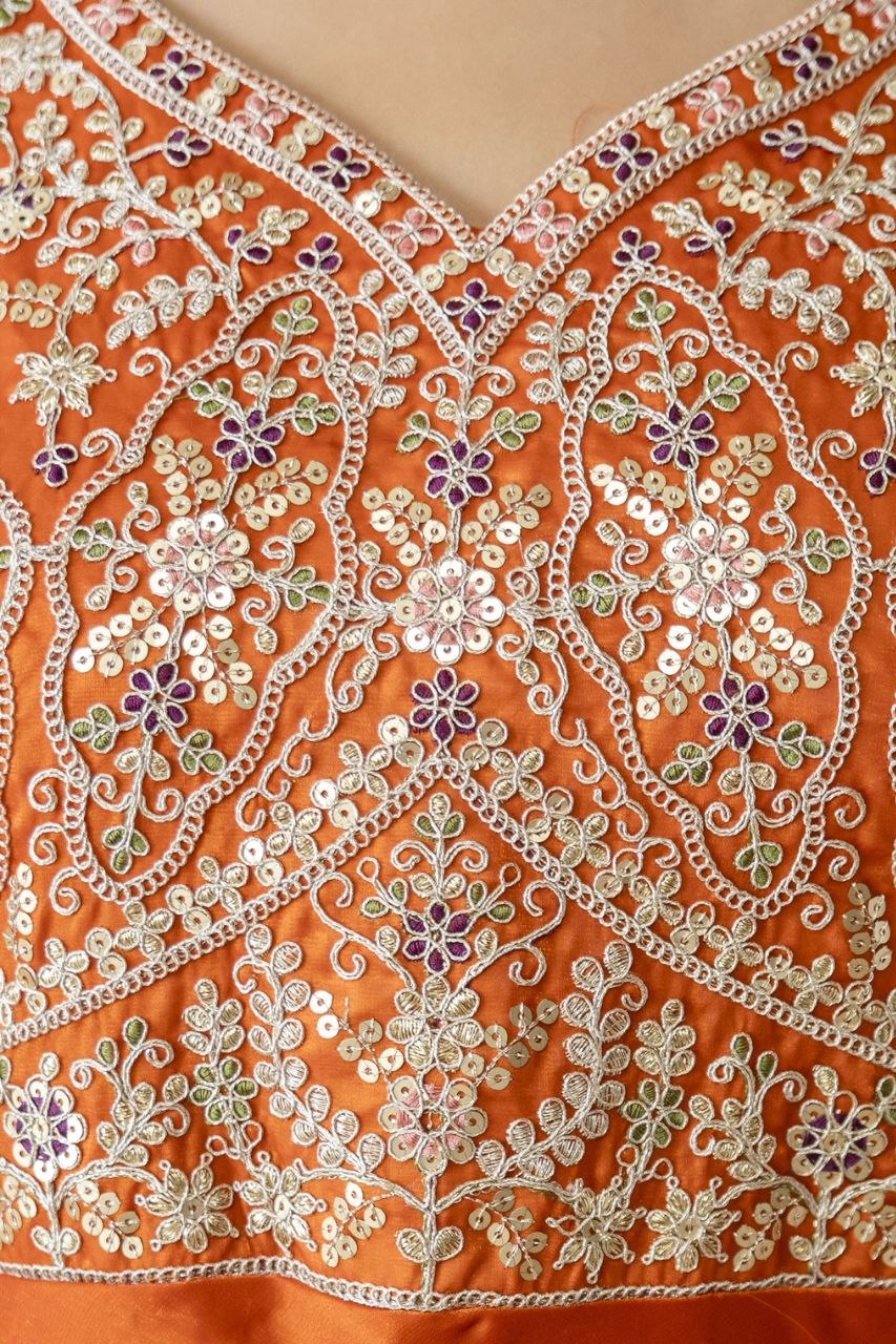 Fandy Silk And Heavy Embroidery Coding & Sequence Work Gown