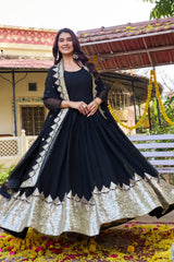 Black Color sequence Embroidery Work Gown