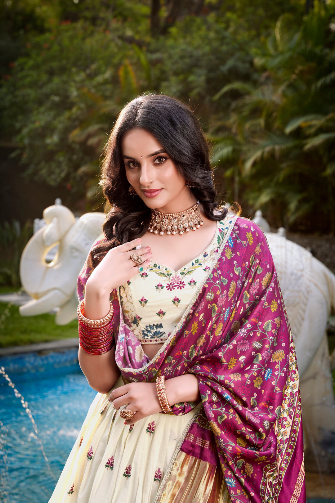 Sequins And Thread Embroidery Work Lehenga Choli