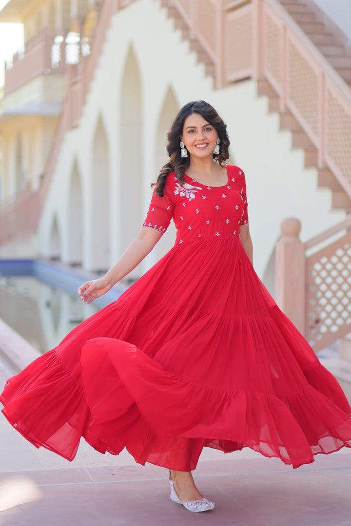 Faux Blooming with Hand embroidery Gown