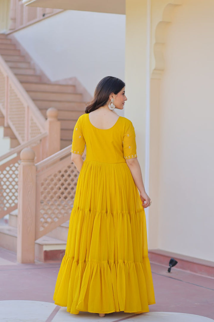Faux Blooming with Hand embroidery Gown