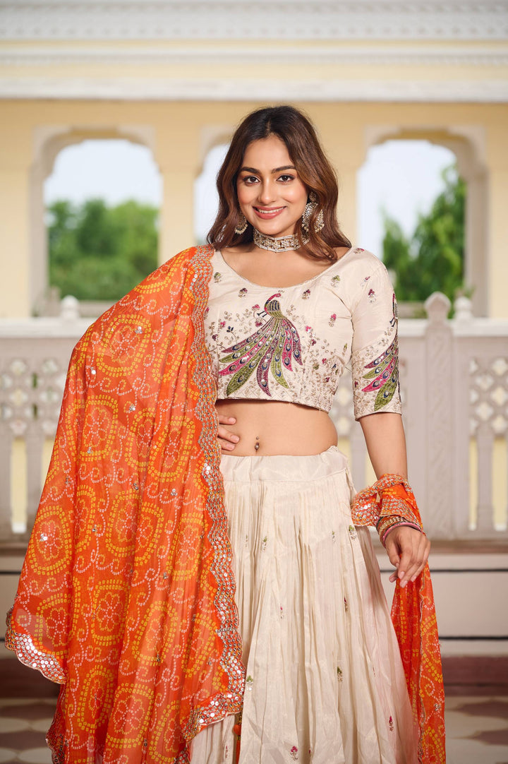 Orange Color Festive Lehenga Choli