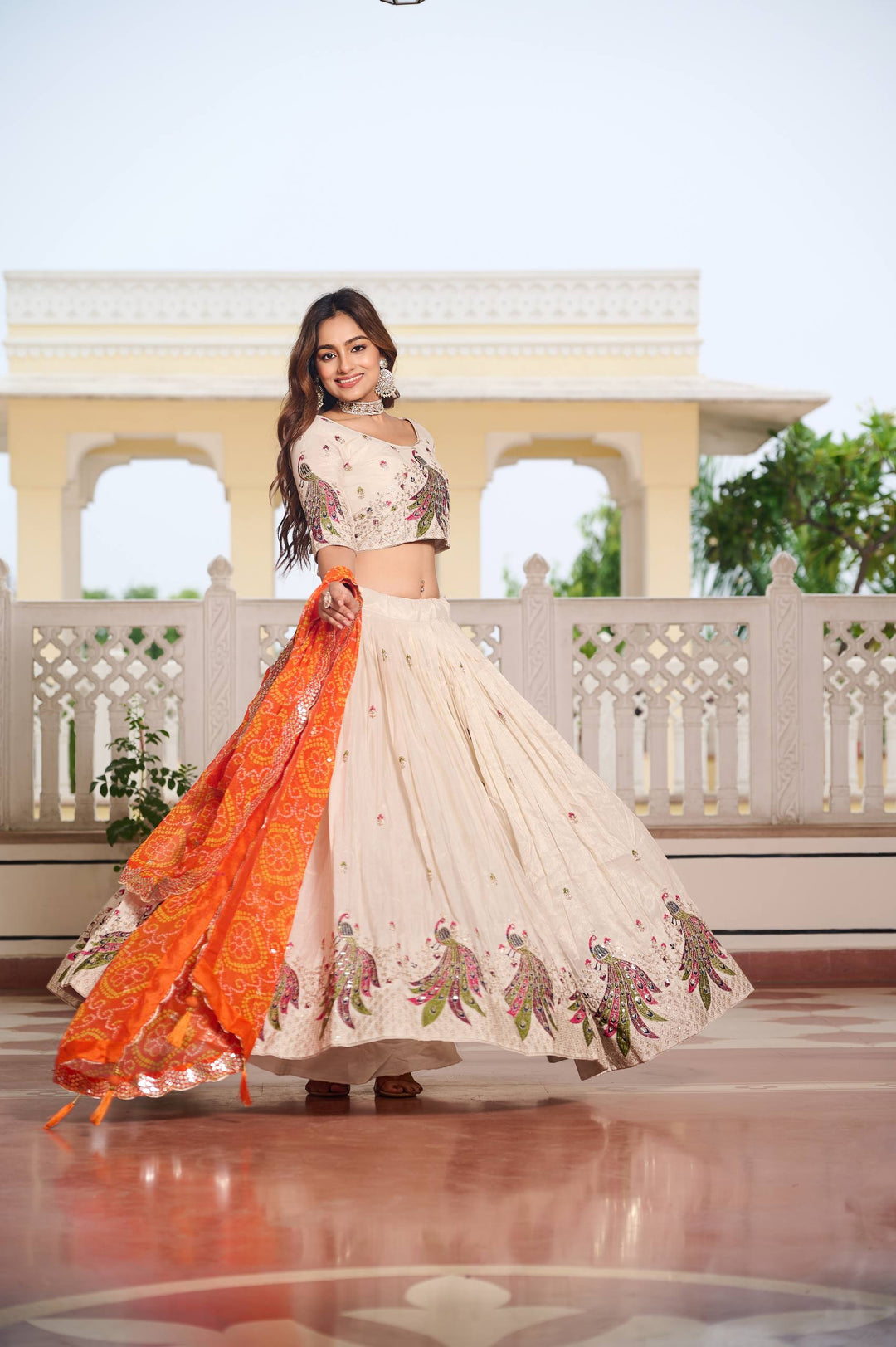 Orange Color Festive Lehenga Choli